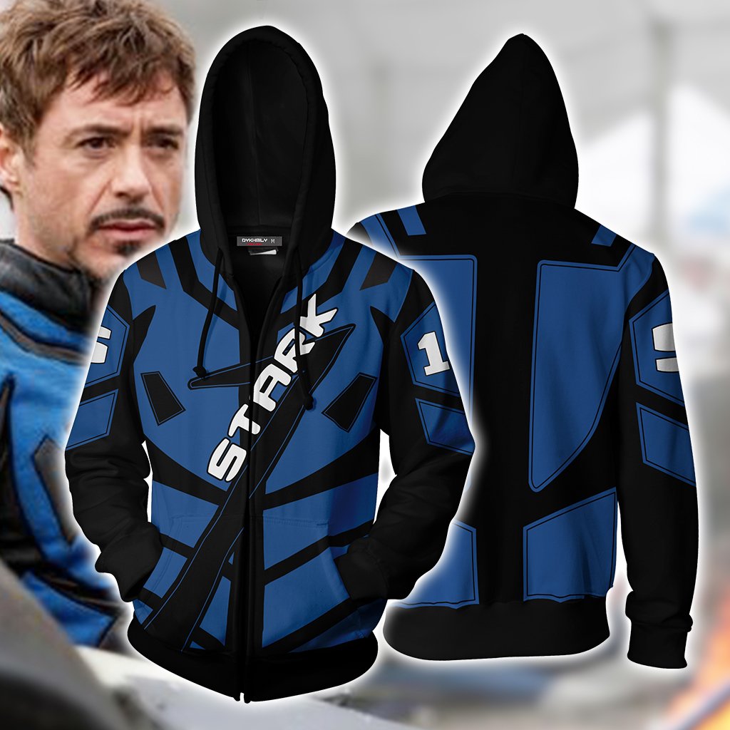 Iron Man (Tony Stark) Racing Suit Up Cosplay Zip Up Hoodie Jacket