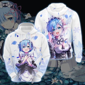 Rem Re:Zero All Over Print T-shirt Zip Hoodie Pullover Hoodie