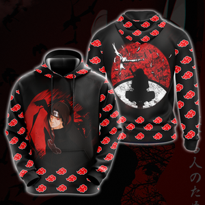 Akatsuki Itachi Naruto All Over Print T-shirt Zip Hoodie Pullover Hoodie