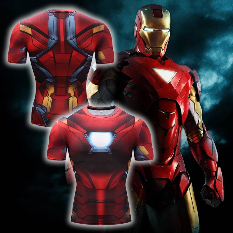 Iron Man Mark XLVI Cosplay Short Sleeve Compression T-shirt