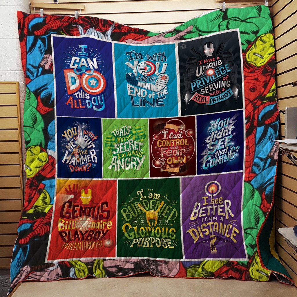 Avenger Characters Quotes 3D Quilt Blanket