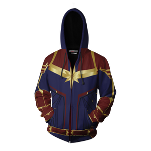 Captain Marvel Cosplay New Look Zip Up Hoodie Jacket