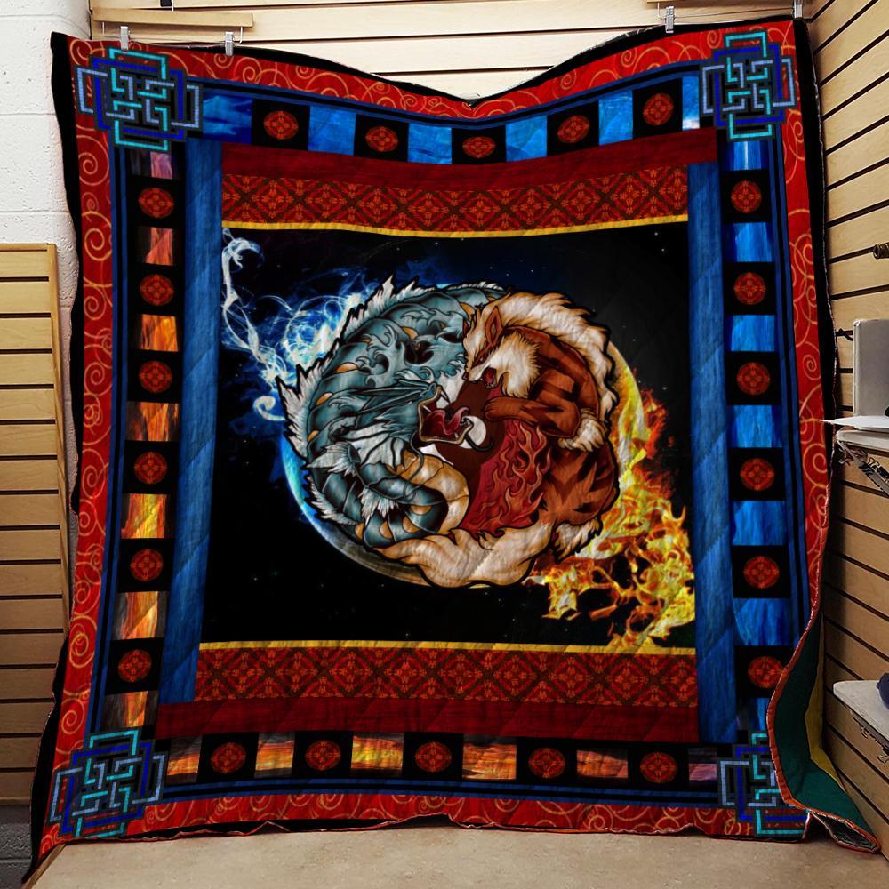 Pokemon The Tiger And The Dragon Gyarados Yin Yang 3D Quilt Blanket