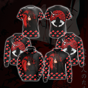 Akatsuki Itachi Naruto All Over Print T-shirt Zip Hoodie Pullover Hoodie