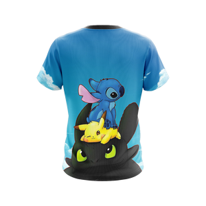 Stitch - Pokemon - How to train your dragon Unisex 3D T-shirt