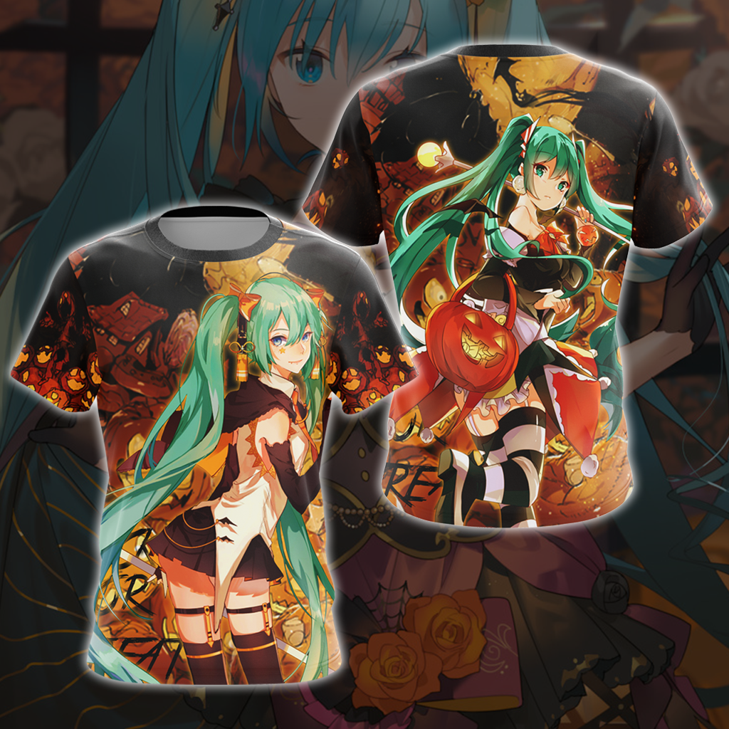 Hatsune Miku Halloween All Over Print T-shirt Zip Hoodie Pullover Hoodie