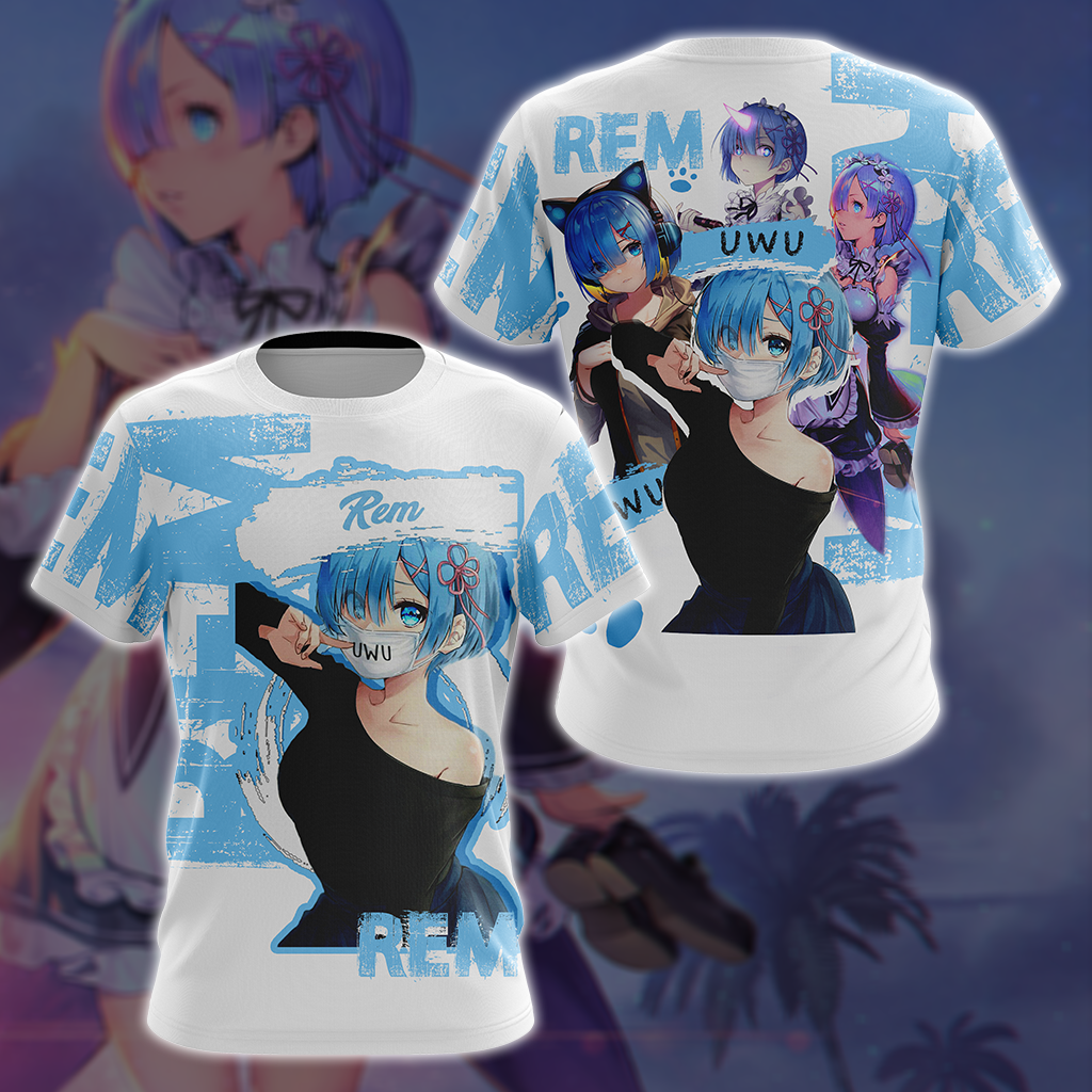 Rem Re:Zero All Over Print T-shirt Zip Hoodie Pullover Hoodie