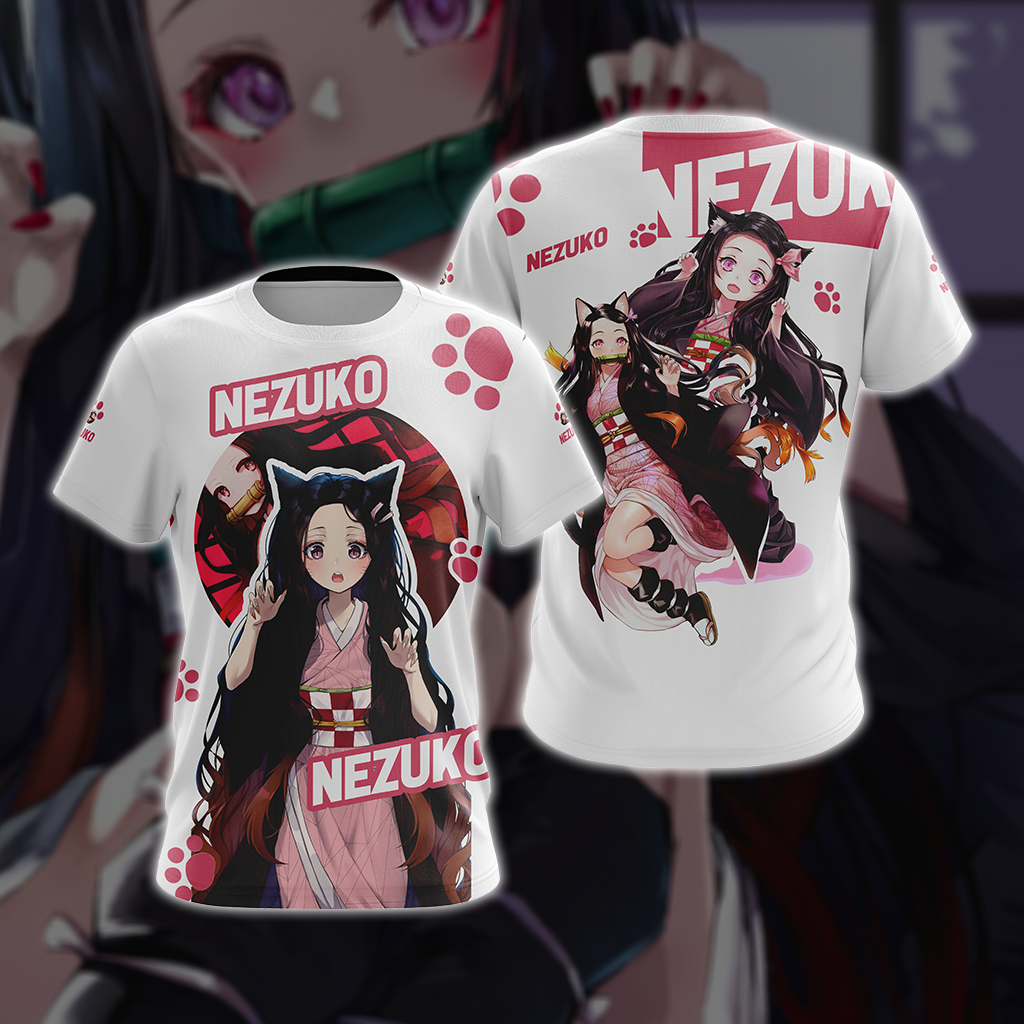 Nezuko Demon Slayer All Over Print T-shirt Zip Hoodie Pullover Hoodie