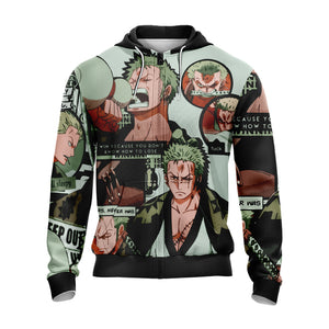 One Piece Roronoa Zoro Unisex 3D T-shirt Zip Hoodie Pullover Hoodie