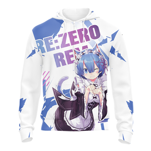 Rem Re:Zero All Over Print T-shirt Zip Hoodie Pullover Hoodie