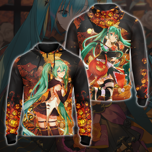 Hatsune Miku Halloween All Over Print T-shirt Zip Hoodie Pullover Hoodie