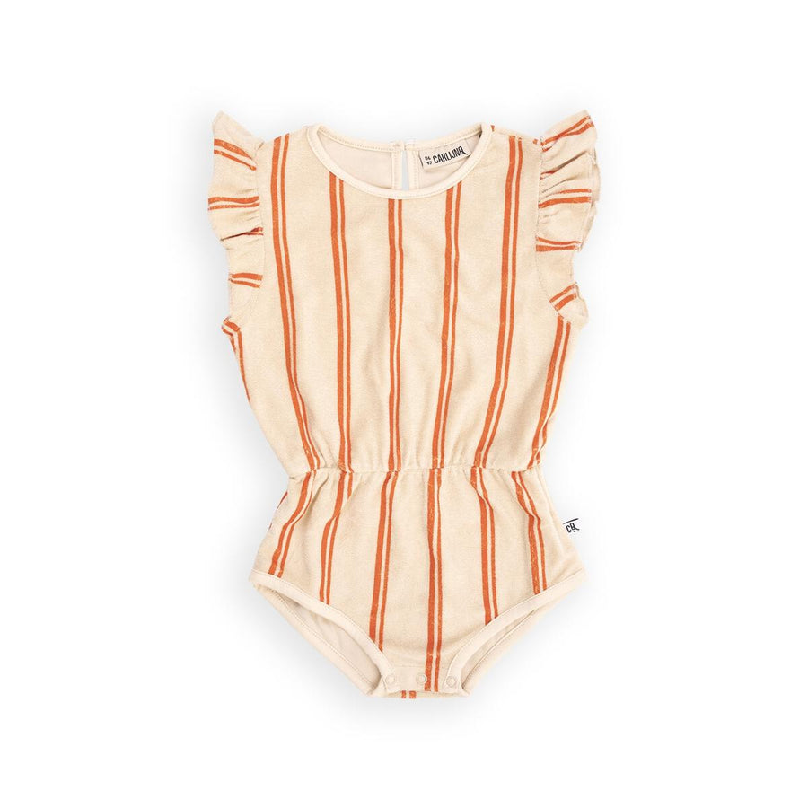 Flame stripes terry ruffle playsuit by Carlijnq