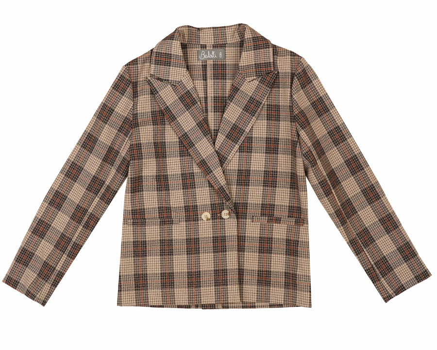 Beige Plaid Classic Jacket by Belati