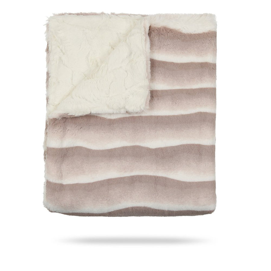 Taupe Ombre and Natural Super Fluff Blanket by Peluche