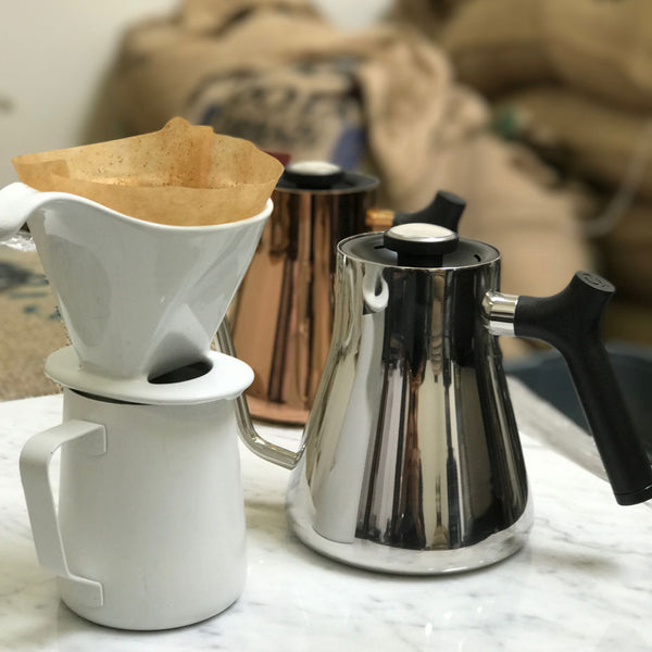 pour over set up with fellow brand stagg kettles