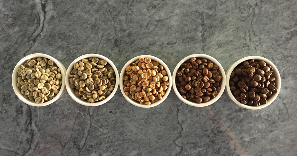 coffee at different stages of roast development