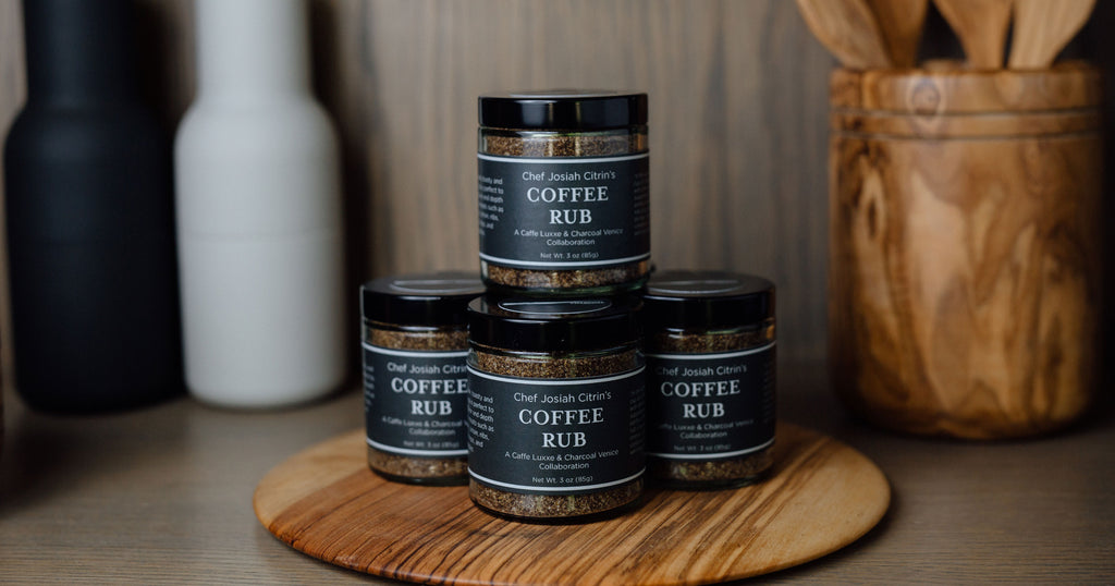 stacked jars of caffe luxxe coffee rub