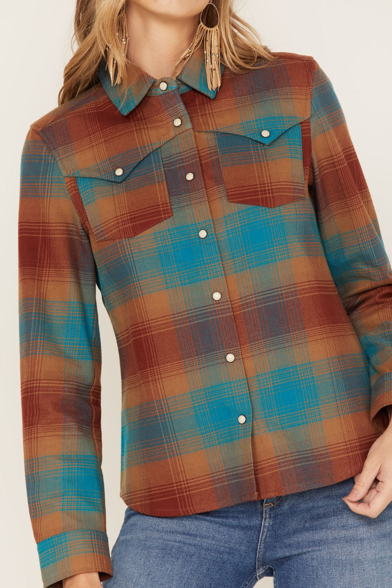 Ombre Plaid Print Long Sleeve Snap Western Top – Idyllwind