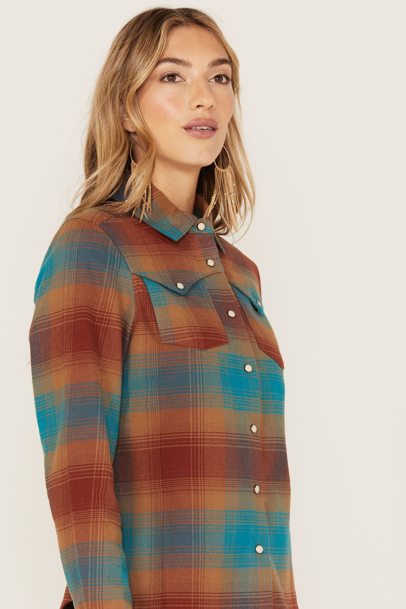 Ombre Plaid Print Long Sleeve Snap Western Top – Idyllwind