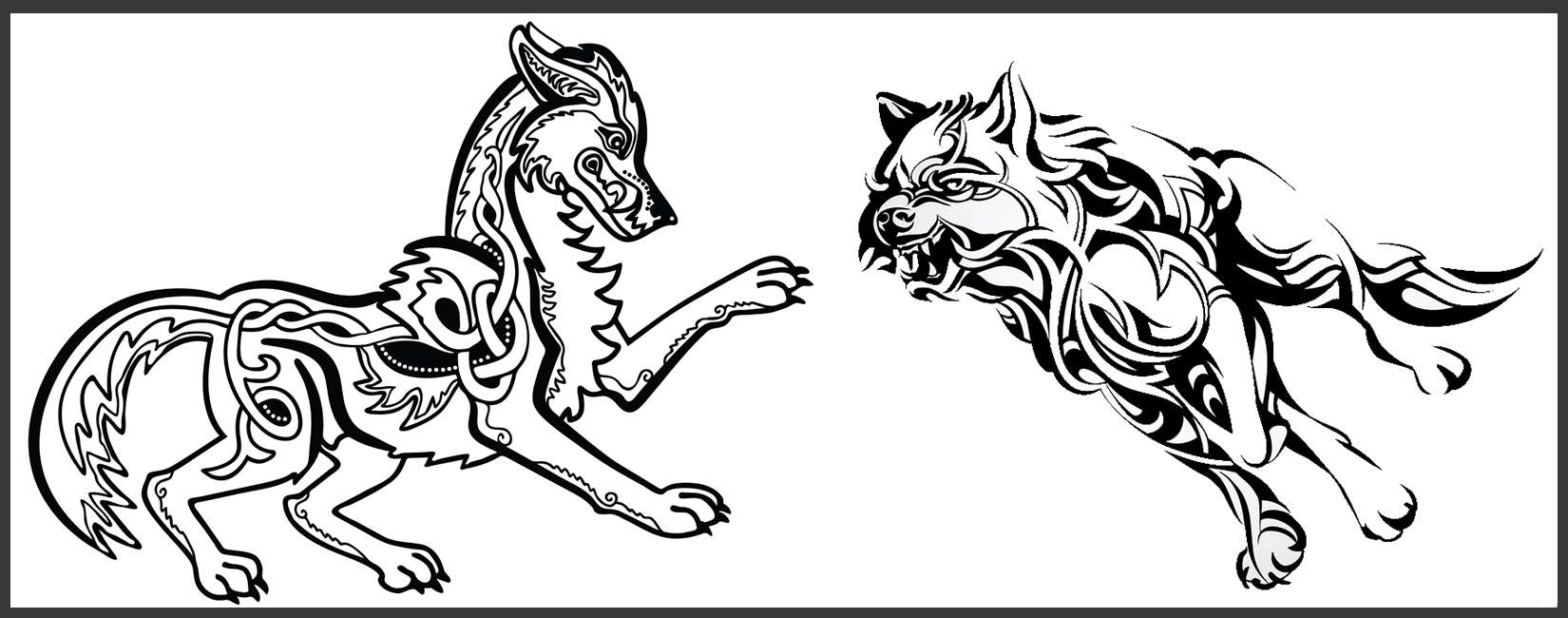 tatouage loup tribal celtique