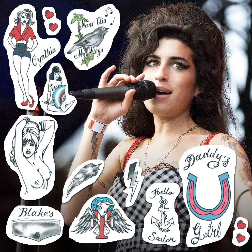 Tegen verkorten handig Amy Winehouse Temporary Tattoo Set (11 tattoos) – TattooIcon