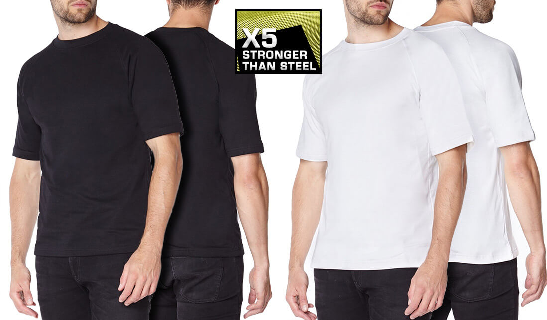 Titan Depot Black White Short Sleeved T-shirts Lined with Anti-Slash KEVLAR® Protection all colours