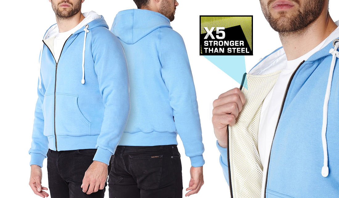 Blue Anti-Slash Hooded Top Lined With Dupont™ Kevlar® Protection showcase