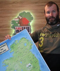 Kiwi Exploring Ireland with his Scratchable Map Ireland