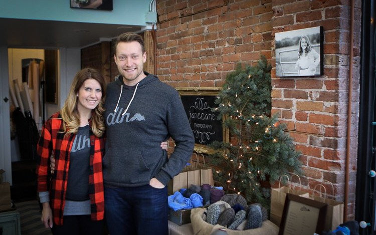 Mike and Sarah at one of their first ‘Pop-Up Shops’ located in the Jane Cane Photography studio space, during the winter of 2014.