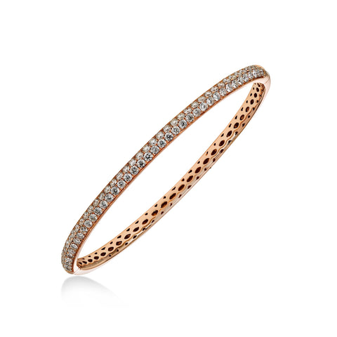 Double Row Pavé Diamond Bangle Bracelet, 18K Rose Gold - $3,995