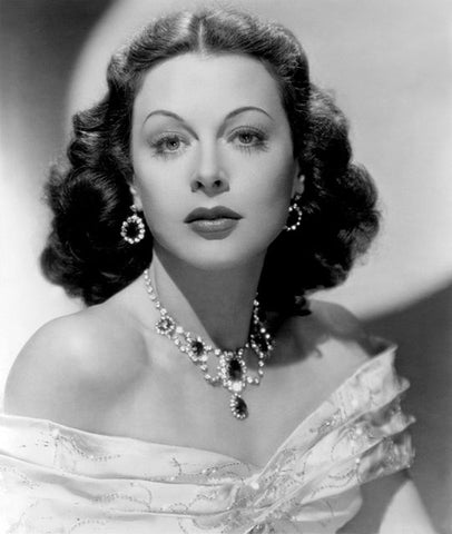 Hedy Lamarr in 1948, at the peak of her beauty, burnished by gems.