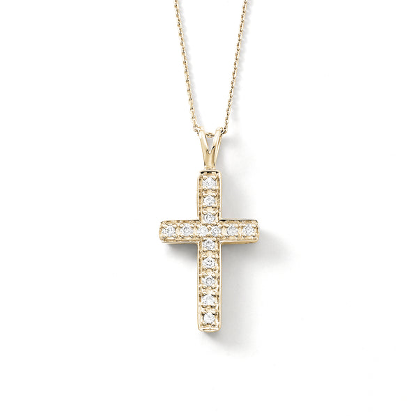 Simple Diamond Cross Pendant, 14K Yellow Gold – Fortunoff Fine Jewelry