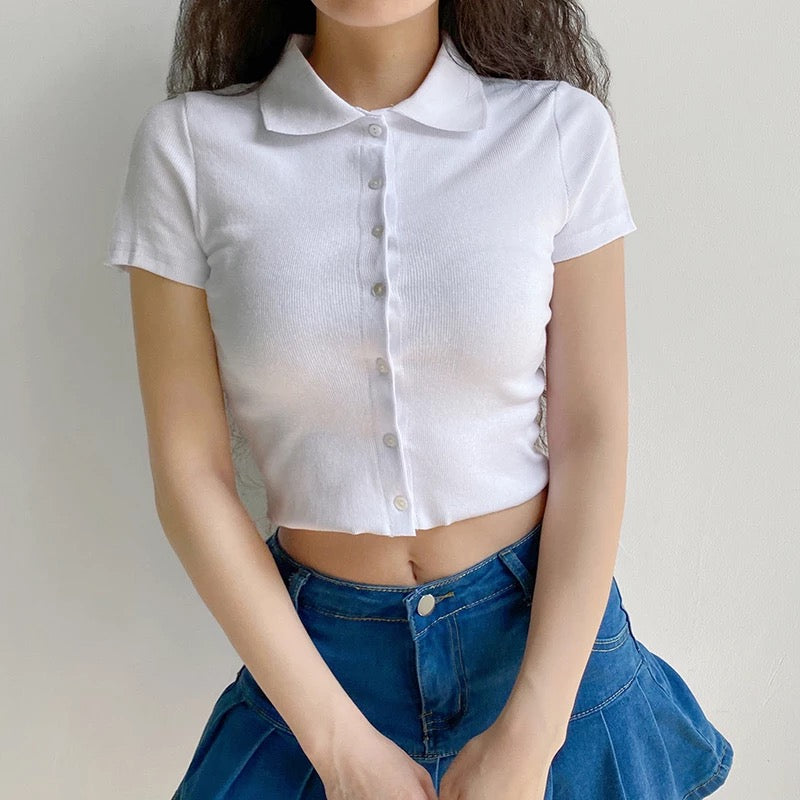 Arya' Button Up Crop Top - 8 Colours – Shop TMP