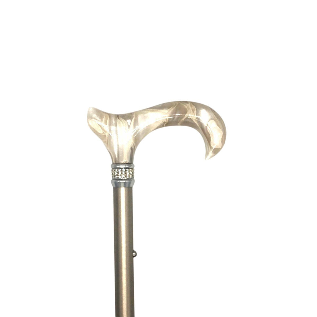 Adjustable Fashionable Cream White Cane with Diamonds and Pearls