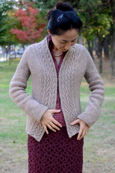 cozy and comfy fall knit sweater with cable work