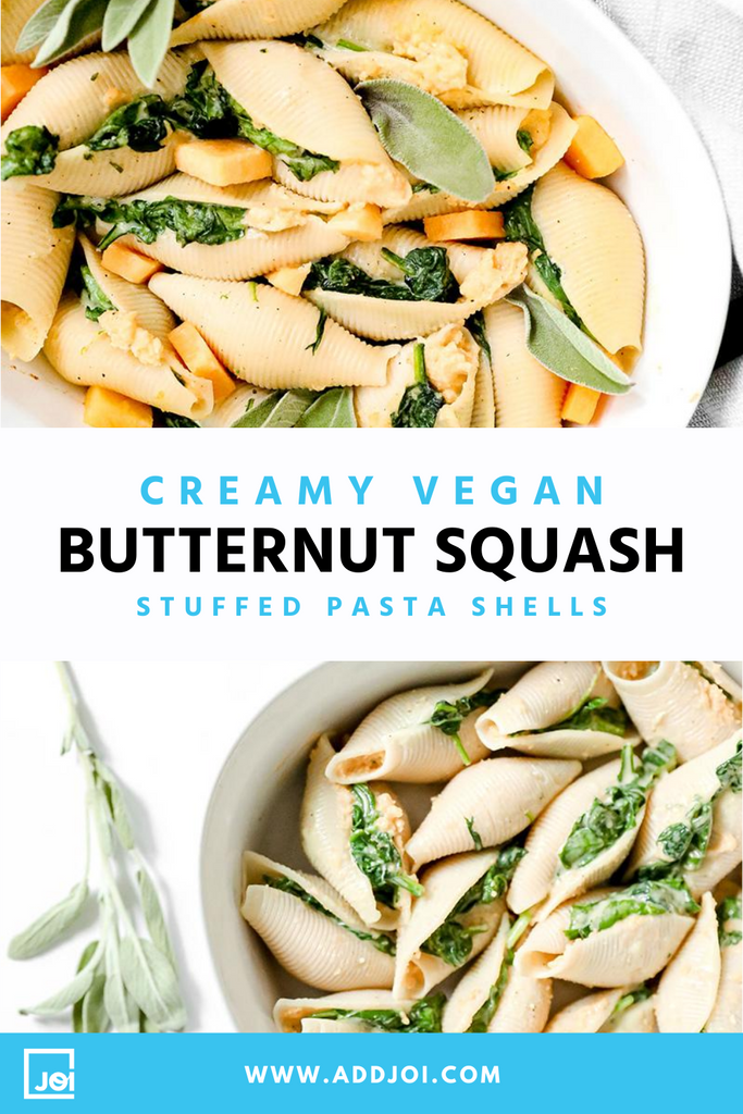 Quick & Easy Vegan Butternut Squash & Spinach Stuffed Shells | Made with JOI