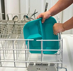 teal Kiddiebites Silicone plate in a dishwasher