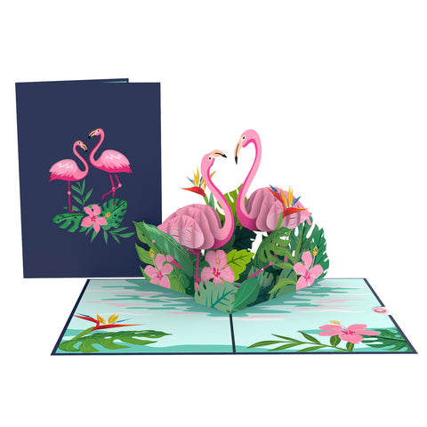Flamingo 3d card valentine