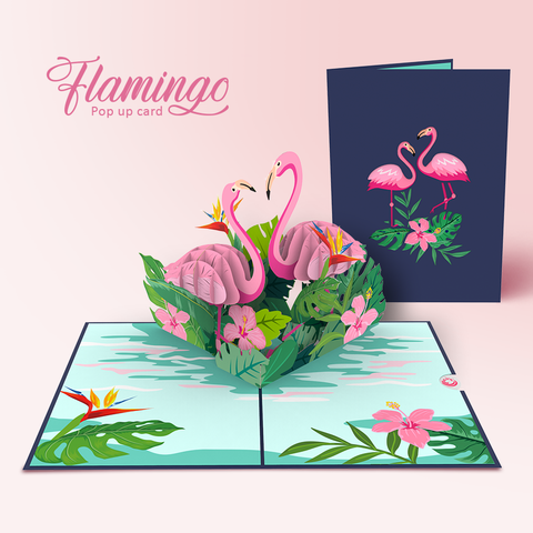 Flamingo bird pop up card