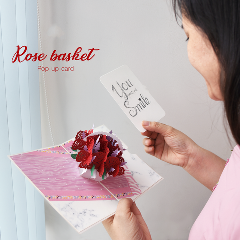 Rose basket 3d card love