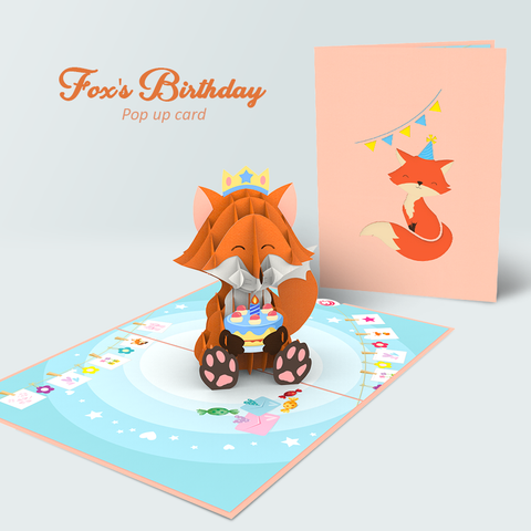 pop up card crafts fox birthday