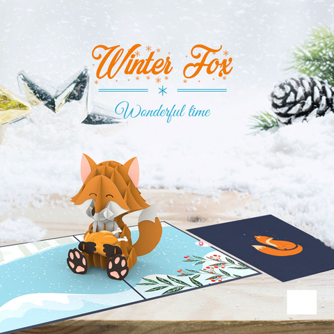 winter fox thanksgiving cards