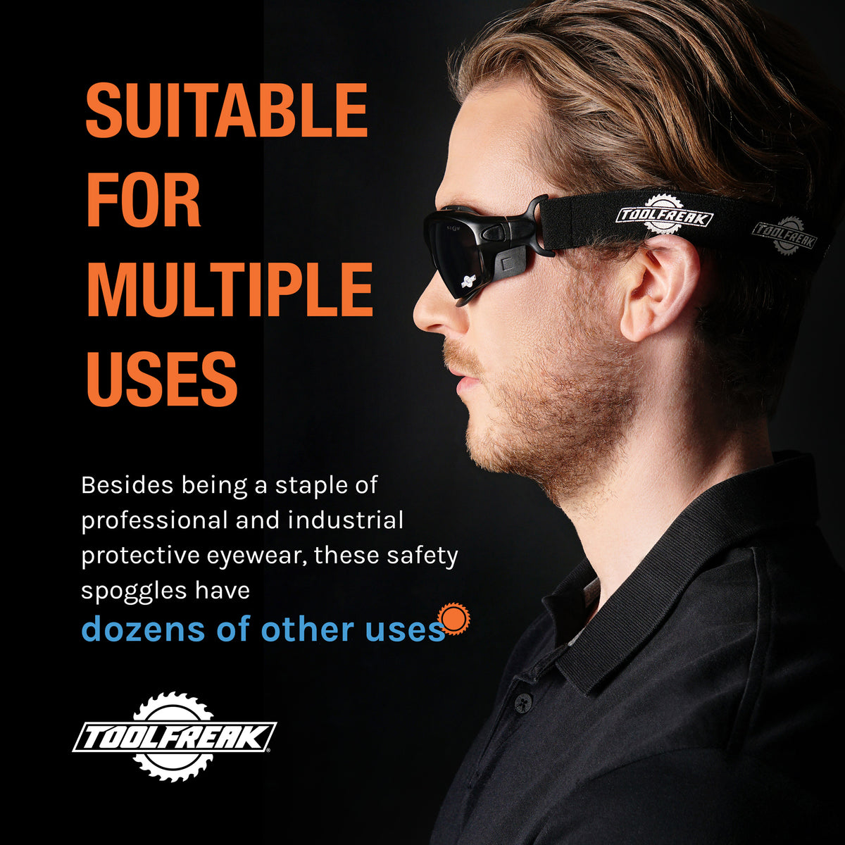 Spoggles mit Brillenbügel und Kopfband ToolFreak Schutzbrillen-Kombination 