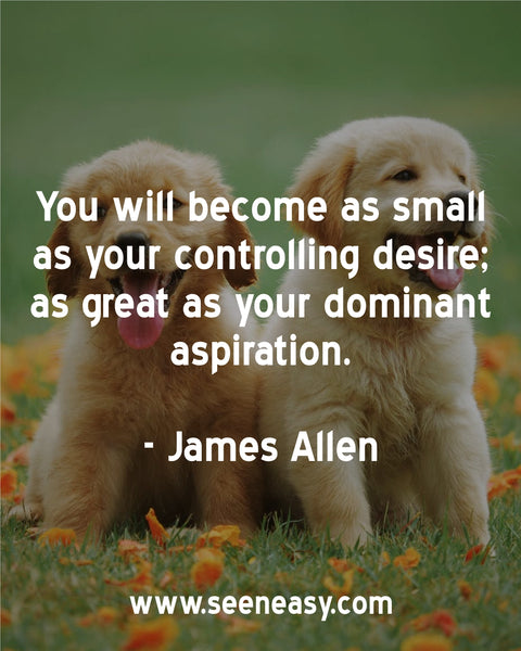 You will become as small as your controlling desire; as great as your dominant aspiration. James Allen