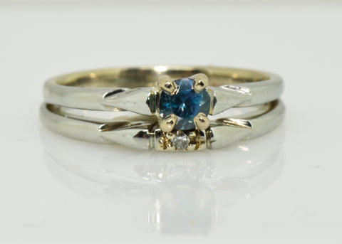 White gold engagement ring with round faceted blue Alexandrite centre stone