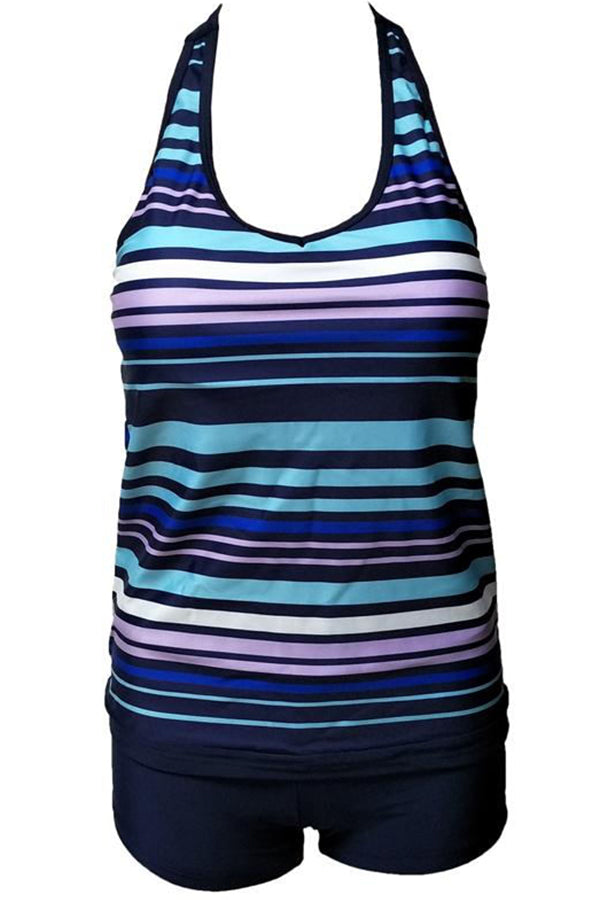 Chicseagal Stripe Sport Tankini Set