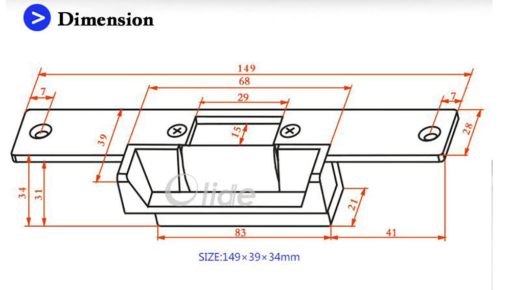 automatic swing door electric strike dimension