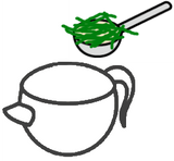 putting gyokuro leaves in teapot