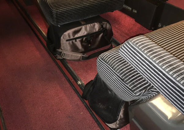 Noggins & Binkles in their Sleepypod Air pet bags on the SNCF train to Paris Montparnasse 