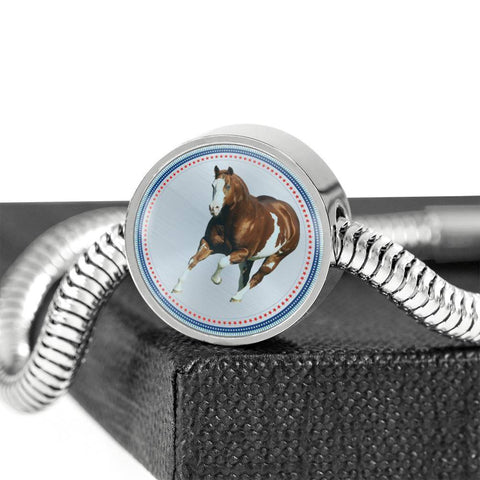 American Paint Horse Print Circle Charm Steel Bracelet-Free Shipping
